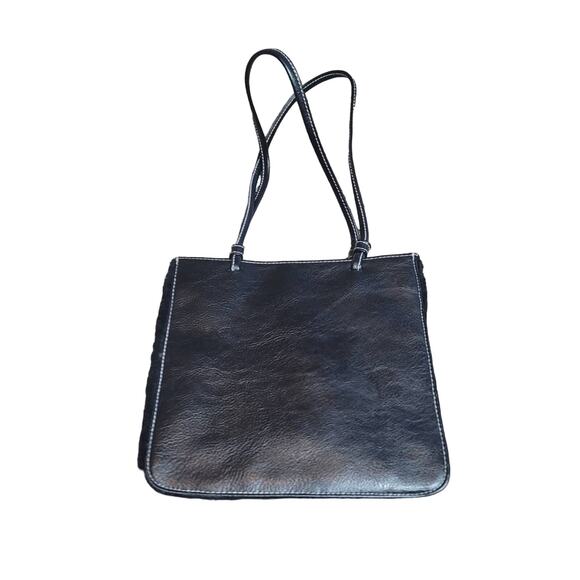 Bucket Purse Black Faux Fur Edges 8" Height 8.5" Width - Picture 2 of 8